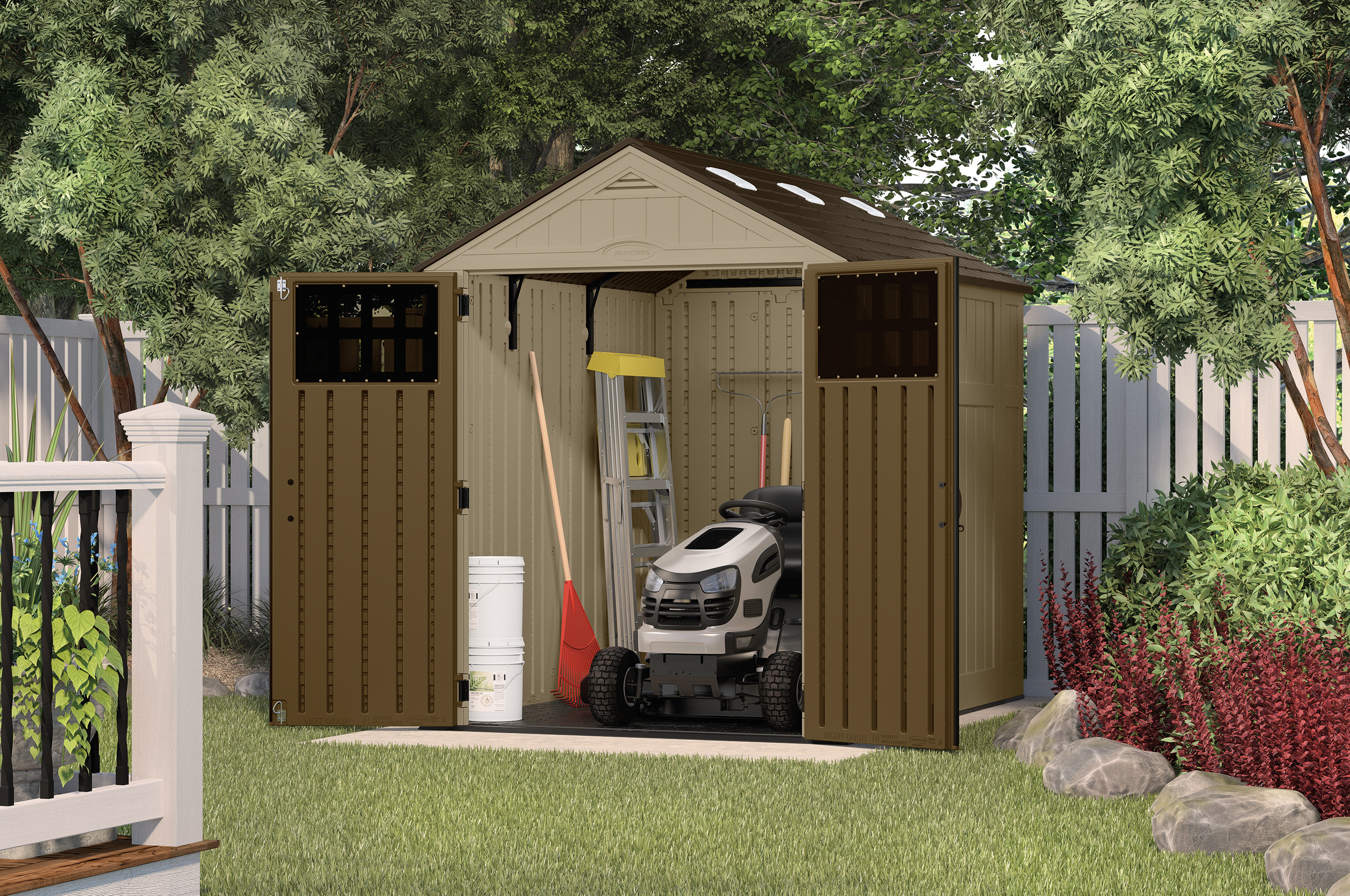 Suncast Everett 6 ft. 2.75 in. x 8 ft. 1.75 in. Resin Storage Shed - image 4 of 4