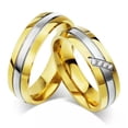 thumbnail image 6 of EOEMY 316L Stainless Steel Wedding Cz Band Gift 18K Gold Plated Couple Rings Size 5-13, 6 of 9