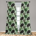 thumbnail image 4 of Ambesonne Tropical Curtains, Monsteras Calathea Ginkgo, Pair of 28"x63", Hunter Green Pale Rose, 4 of 4