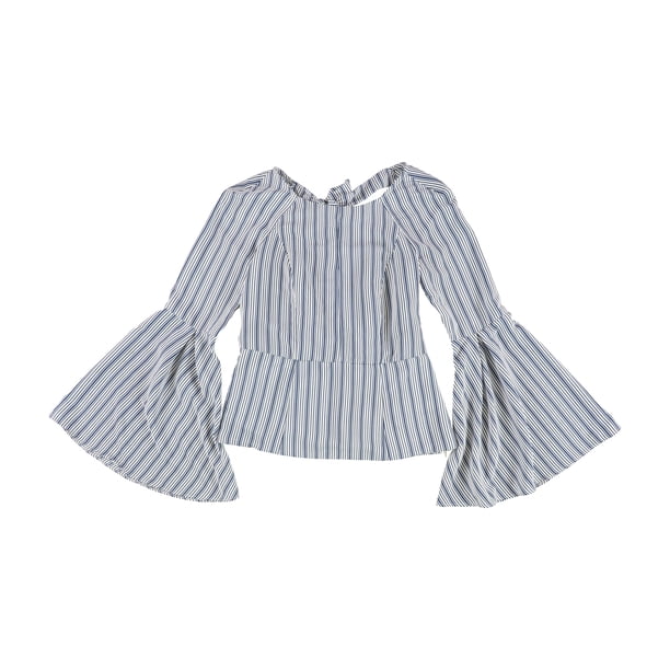 Blusa Peplum Bar III con Mangas Acampanadas para Mujer Azul Extra Pequeña