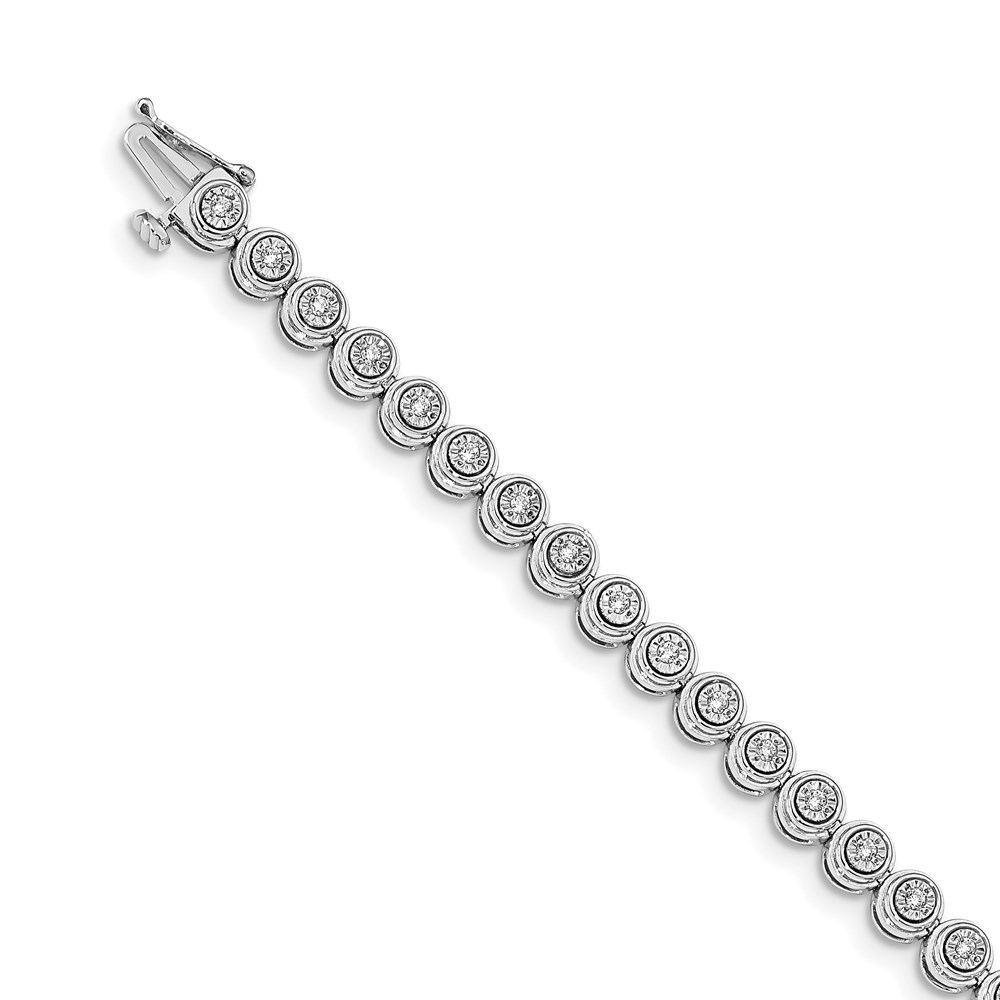 14K White Gold bracelet Lab Grown Diamond SI1 SI2, G H I, Circle Link