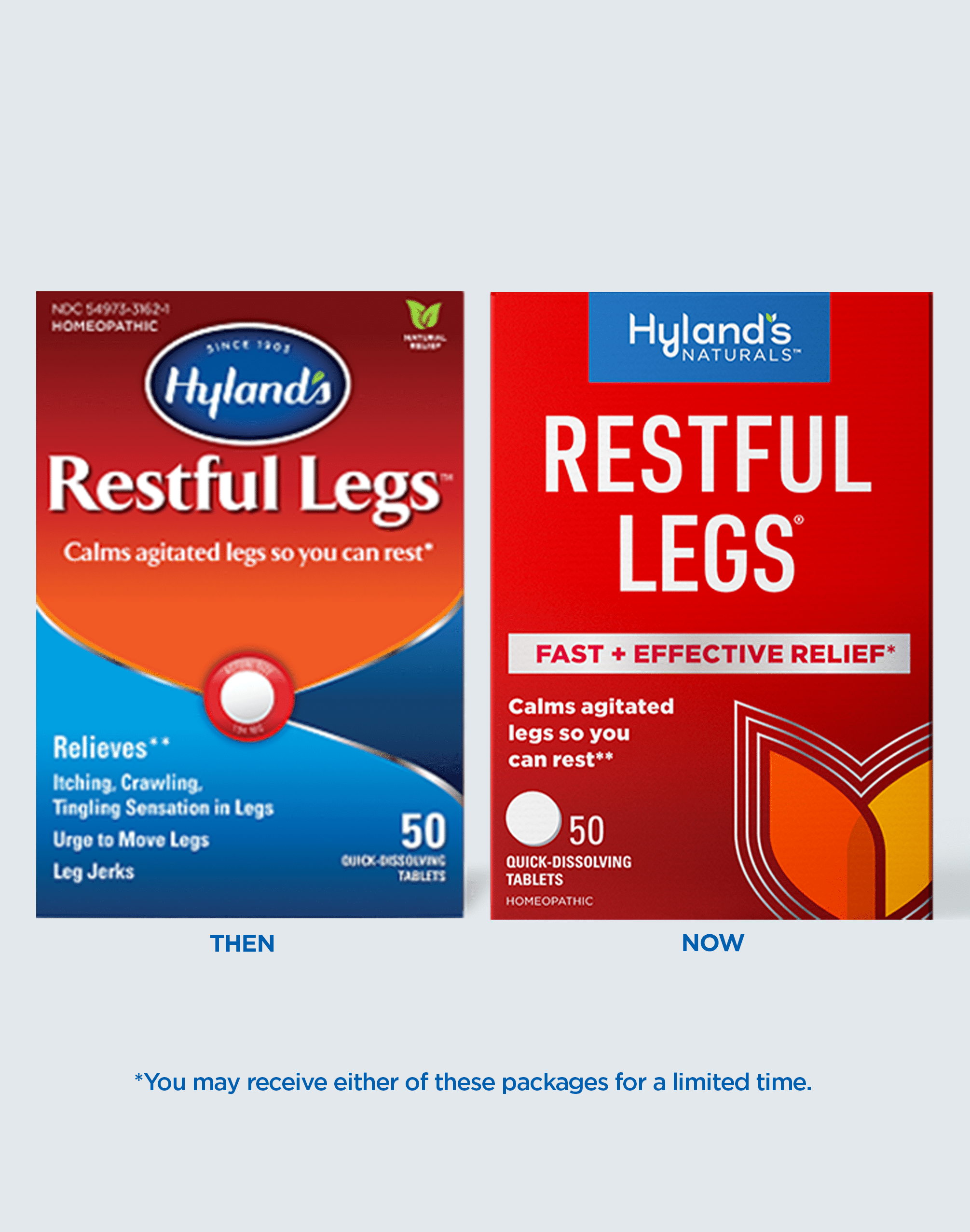 Hyland's Naturals Restful Legs, 50 Tablets, Natural Relief of Itching, Crawling, Tingling and Leg Jerk