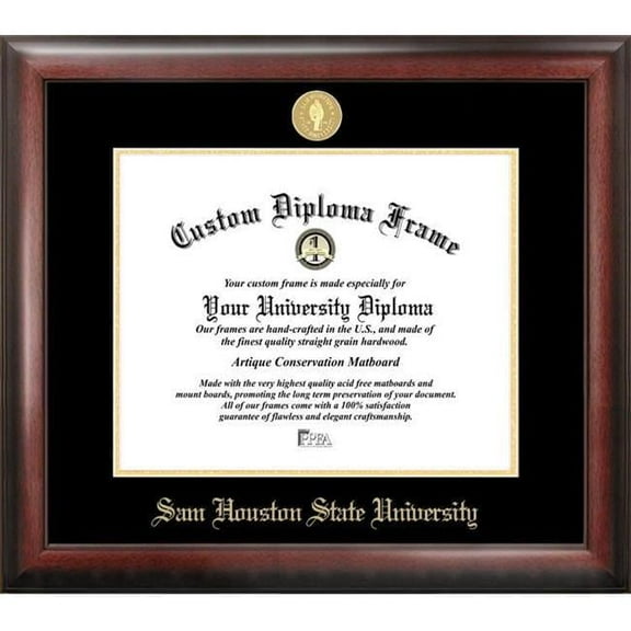 Campus Images TX988GED-1411 14 x 11 in. Sam Houston State Gold Embossed Diploma Frame - Satin Mahogany