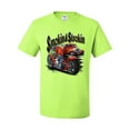 thumbnail image 2 of Smokin & Strokin Vintage Red Hot Rod and Motorcyle Cars and Trucks Men's Graphic T-Shirt, Safety Green, X-Large, 2 of 3