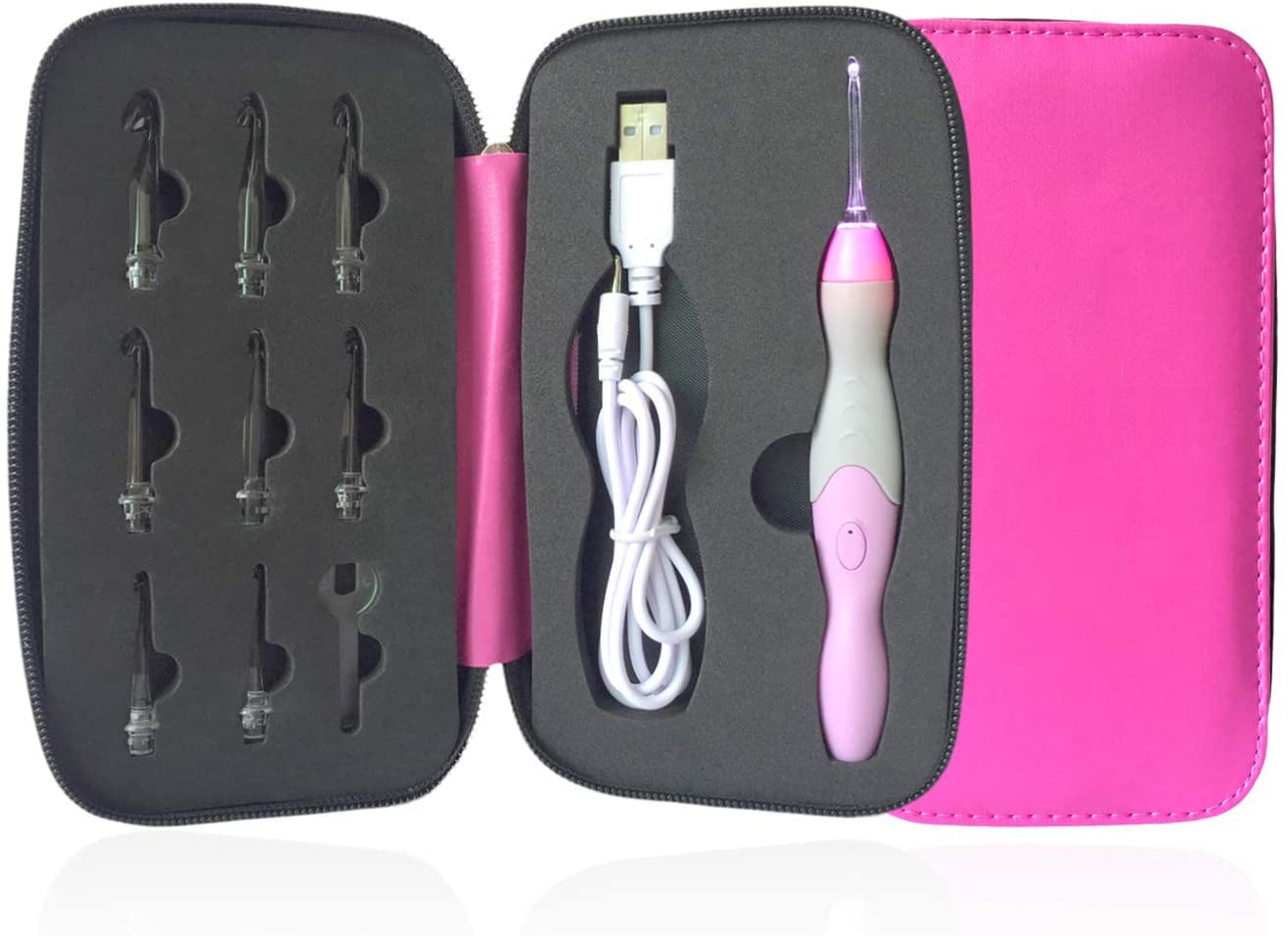 Lighted Crochet Hook Set,9 Size Interchangeable Heads 2.5mm to 6.5mm