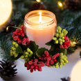 thumbnail image 5 of Suncoda Christmas Wreath, Needle Candlestick Wreath for Christmas Table Decoration Artificial Leaves Candle Ring Candlestick Garland Home Decor, Christmas Ornament, 5 of 6