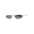 thumbnail image 2 of Unisex Mirrored Lens Rectangular Plastic Pimp Retro Vintage Sunglasses White Black, 2 of 4