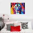 thumbnail image 4 of ONETECH  abstract Colorful painting Lion Picture Canvas print Wall art Modern decor design Animal Paintings Artwork for office dorm Home Living Room Decor, Stretched and Framed, 4 of 4