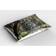 thumbnail image 2 of Ambesonne Nature Pillow Sham 2 Pack, Road in Forest Carolina, 30"x20", Fern Green Umber, 2 of 3