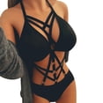 thumbnail image 4 of Gibobby Lencería sexy de mujer tanga Día de San Valentín Vendaje Bustier Top Sujetador de encaje Sheer Mujeres Sin relleno Crop Rainbow Bralette(Negro, G), 4 of 5