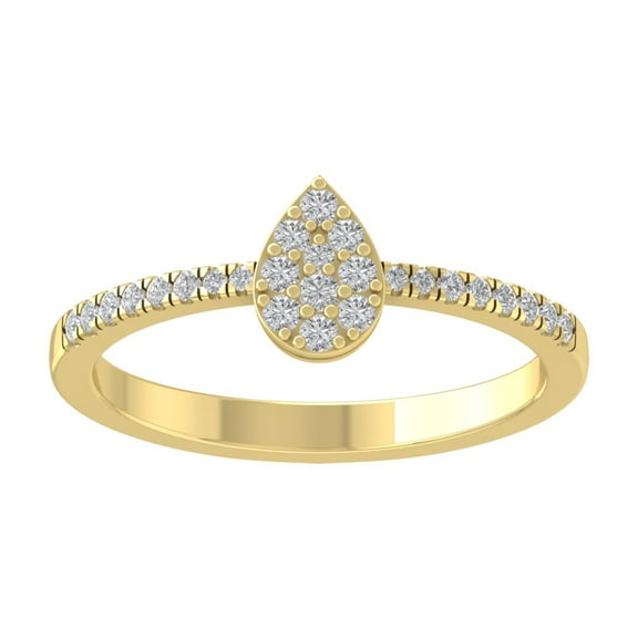 Araiya 10K Yellow Gold Diamond Pear Shape Ring (1/5 cttw, I-J Color, I2-I3 Clarity), Size 7.5
