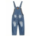thumbnail image 2 of KIDSCOOL SPACE Baby Girls Denim Overalls,Toddler Boys Adjustable Ripped Fashion Jeans Workwear,Light Blue,12-18 Months, 2 of 7
