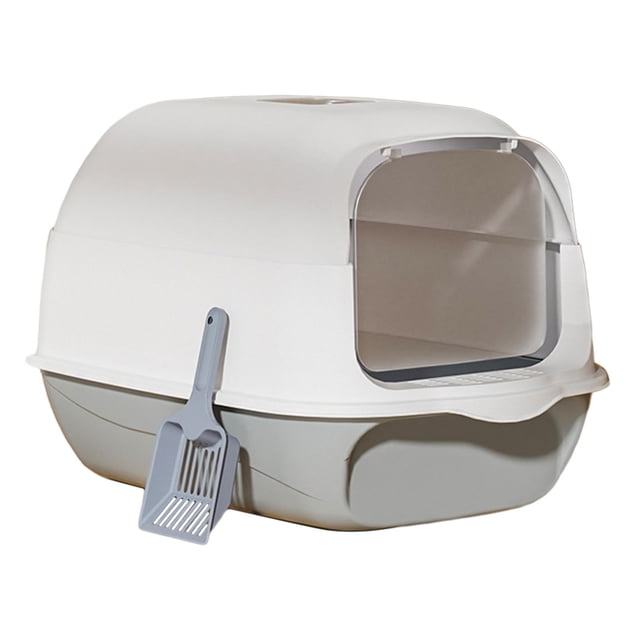 Bunblic Fully Covered Cat Litter Boxes Detachable for Small Animals Kitten Potty Pan Gray
