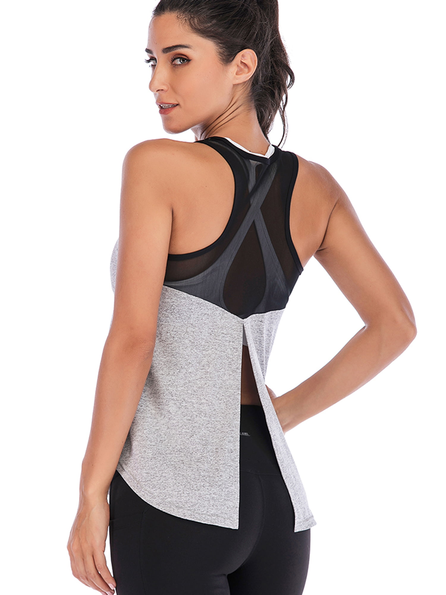 123 Pcs Open Back Sport Vest Workout Tank Tops For Women Athletic Exercise Yoga Tops Running