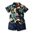 thumbnail image 2 of Zwiiyzr Toddler Boys Summer Beach Hawaii Outfits Baby Clothes Casual Short Sleeve Round Neck Printing Shirts Shorts Two-piece Set Navy, 2 of 9