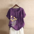 thumbnail image 2 of Camiseta Casual de Manga Corta con Botón de Cuello Redondo de las Mujeres, Tops Cortos para las Mujeres, 2 of 3