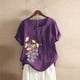 thumbnail image 2 of Camiseta Casual de Manga Corta con Botón de Cuello Redondo de las Mujeres, Tops Cortos para las Mujeres, 2 of 3