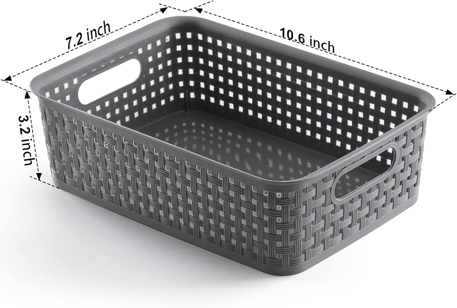 8-Pack Plastic Storage Baskets, Durable Storage Bins with Handles, Multi-Purpose Organizer for Closet, Cabinet, Shelf, Bathroom, Kitchen, Office, Home (Gray)