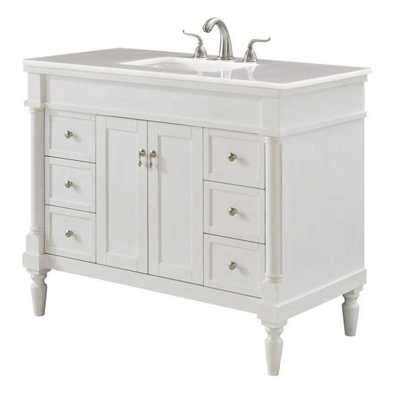 42 In. Single Bathroom Vanity Set In Antique White