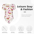 thumbnail image 4 of Saiise Justaucorps à Manches Courtes pour Femmes Motif Chiot Teckel Col Rond Pyjama Extensible avec Fermeture à Pression-Moyen, 4 of 7