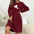 thumbnail image 5 of Women's Fuzzy Fleece Nightgown Heart Printed Thicken House Coat Casual Long Sleeve Crewneck Sleepwear Flannel Night Dress, 5 of 7