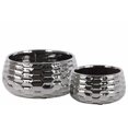 thumbnail image 1 of Pot Rond en Céramique en Forme de Bol avec Design Peigne à Miel, Ensemble de Deux, Argent, 1 of 1
