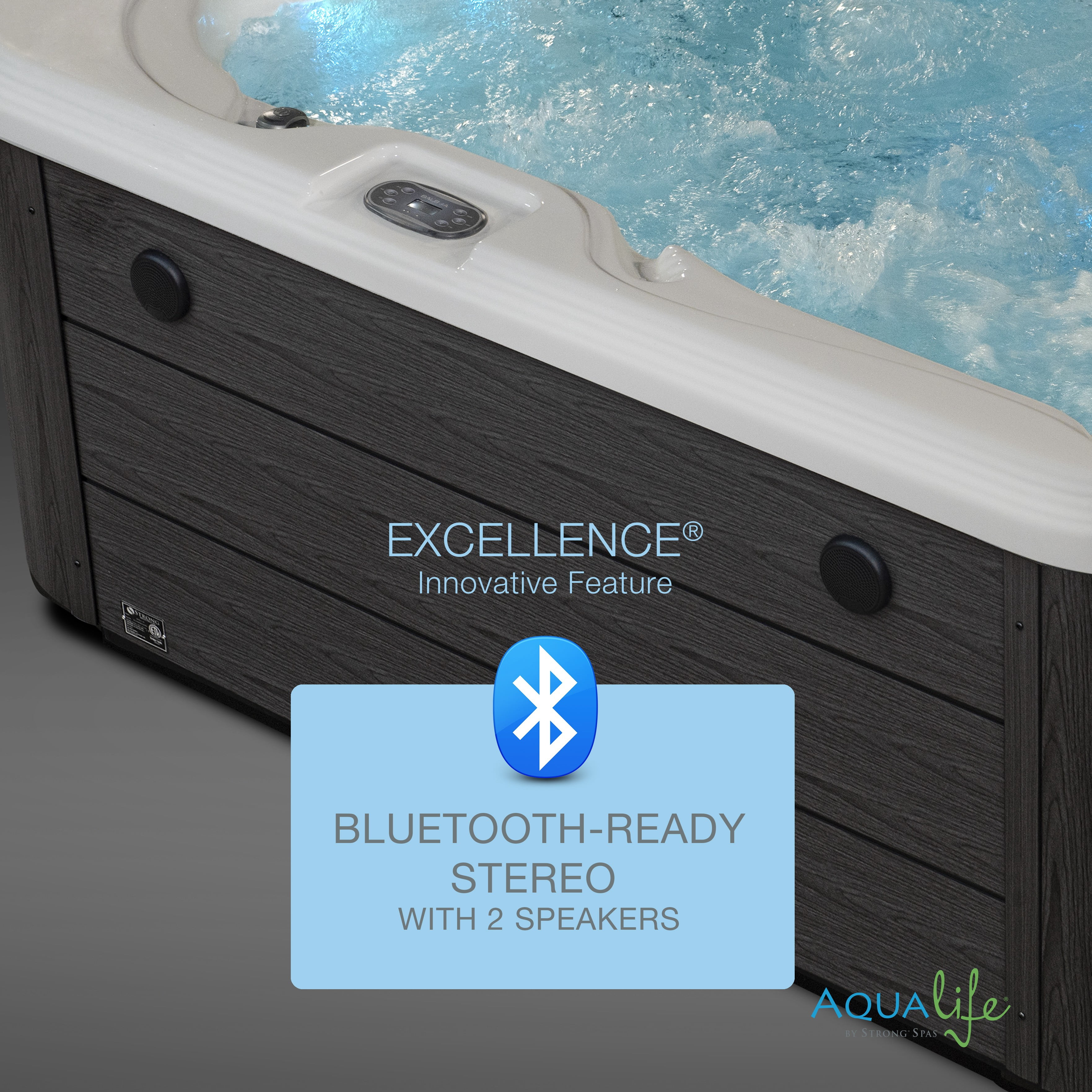 Excellence 3-4 Person 41-Jets 188 Ports Lounger Spa w/Bluetooth Stereo by Aqualife by Strong Spas