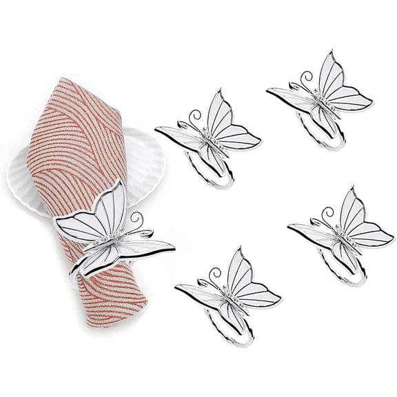 Silver Butterfly Napkin Rings (Set of 4)
