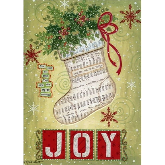 LPG Greetings Joy Christmas Stocking Cutout: Box of 12 Annie LaPoint Die Cut Christmas Cards