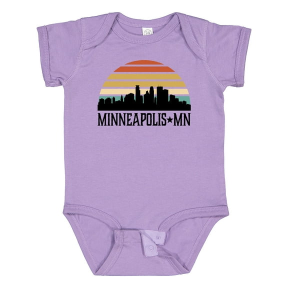 Inktastic Minneapolis Minnesota Skyline Retro Sunset Boys or Girls Baby Bodysuit