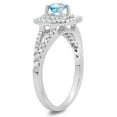 thumbnail image 2 of 0.80 Carat (ctw) 18K White Gold Round Blue Topaz & White Diamond Ladies Split Shank Engagement Halo Bridal Ring 3/4 CT, 2 of 4