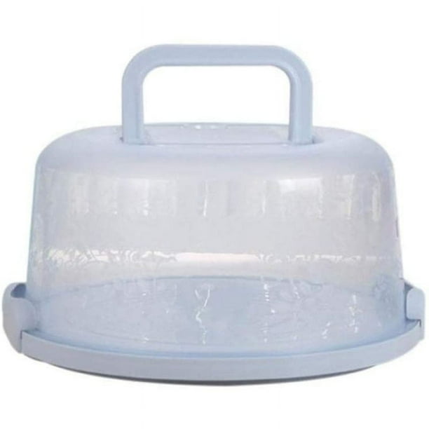 Recipiente redondo para tartas con capota Recipiente para tartas frescas Molde para tartas frescas Caja para tartas Caja de plástico para transporte de tartas (azul) Adepaton LKX-0449