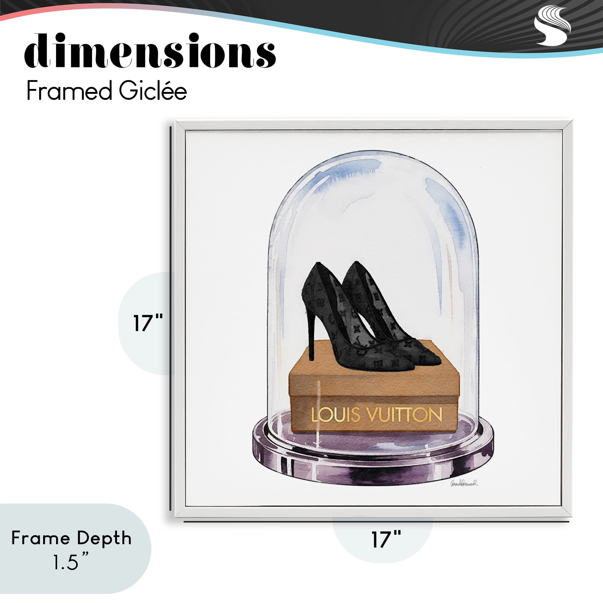 Stupell Industries Black Heels in Bell Jar White Framed Giclee Art, design by Amanda Greenwood