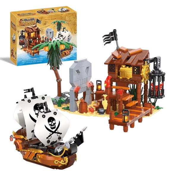 Remocguys Pirates Building Sets Compatible with Lego Ship with Boat & Island House for Adults Boy 726PCS