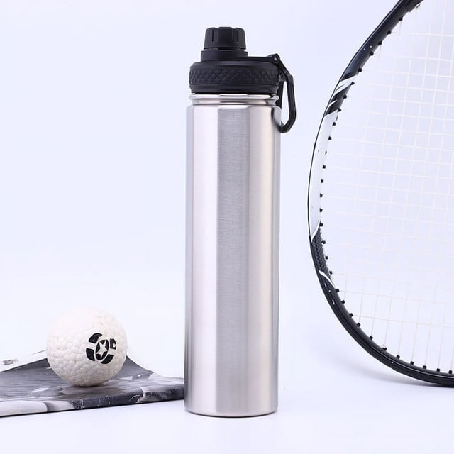 Hervidor deportivo de acero inoxidable, portátil, de gran capacidad, con espacio para calentar el agua, taza de doble capa