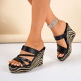 thumbnail image 4 of Sandales à Talon Compensé pour Femmes 2025 en Cuir Noir Mode à Talons Épais Extra Hauts Plateforme d'Été Robe à Enfiler, 4 of 8