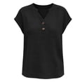 thumbnail image 7 of Horkkom Dress Shirts for Women Summer V Neck Button Short Sleeve Tops Business Work Casual Tops M, 7 of 7