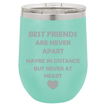12 oz Double Wall Vacuum Insulated Stainless Steel Stemless Wine Tumbler Glass Coffee Travel Mug With Lid Best Friends Long Distance Love
