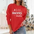 thumbnail image 4 of HOMBOM Womens Christmas Sweatshirt Classic Merry Print Crewneck Festive Holiday Pullover Casual Gift, 4 of 8