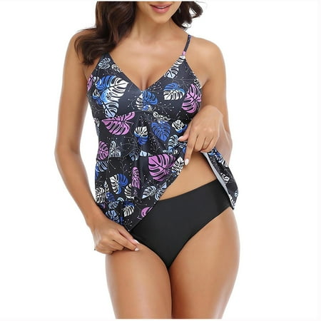 

VKEKIEO Two-Piece Sets Swimsuit Sport Bra Style Lift Multicolor M