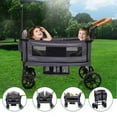 thumbnail image 4 of Funyard, Expedition Wagon Stroller for 2 Kids, Double Stroller with 5-Point Safety Harness, Adjustable Canopy & Handlebar, Snack Tray, All-Terrain Wheels, Lightweight Fold, Grey, 4 of 9