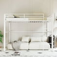 thumbnail image 2 of Aukfa Twin Size Metal Loft Bed, Space-Saving Bed with Safety Guard Rails Kids Teens, White, 2 of 8
