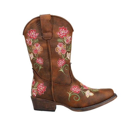 Roper Girls Juliet Embroidery Snip Toe Cowboy Mid Calf Boots