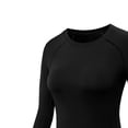 thumbnail image 4 of Craaazy Haut d'Entraînement à Manches Longues pour Femmes, T-Shirt Athlétique Uni, Col Rond, Ajusté, Évacuant l'Humidité, Protection contre les Éruptions Cutanées pour Yoga, Course, Randonnée, Cadeaux, 4 of 4