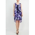 thumbnail image 5 of Connected Apparel Scoop Neck Sleeveless Floral Print Chiffon Overlay Stretch Crepe Dress-DARK PURPLE / 4, 5 of 7