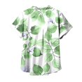 thumbnail image 4 of QQAMB Shirt for Women Floral Print Turndown Collar Short Sleeve Button Loose Casual Blouse Shirt Green M, 4 of 5