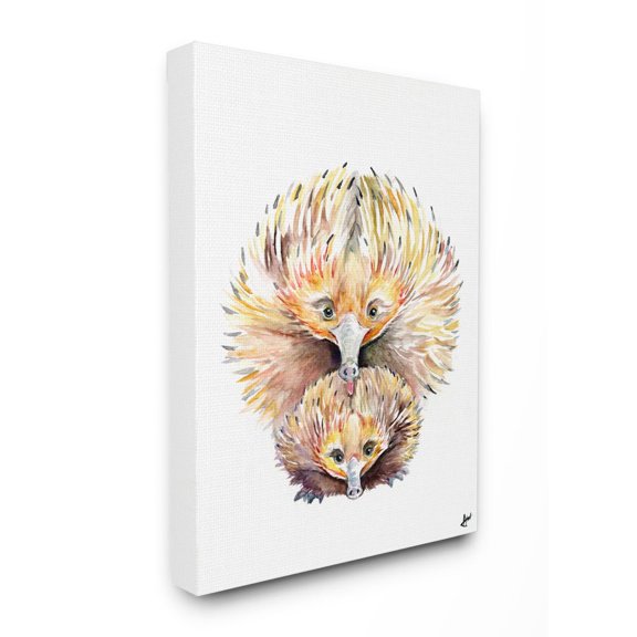 Stupell Industries Cute Echidna Family Animal Watercolor Painting Canvas Wall Art by Marc Allante