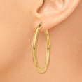 thumbnail image 3 of Auriga 14k Yellow Gold 3mm Lightweight Tube Hoop Earrings for Women(L-40mm, W-3mm), 3 of 6