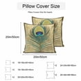 thumbnail image 3 of Waterproof Throw Pillow Covers Set of 2, 26x26 Inch Retro Peacock Feathers Decorative Pillowcases Outdoor Pillow Slip Cushion Covers Set for Couch Tent Vintage Abstract Art, 3 of 7