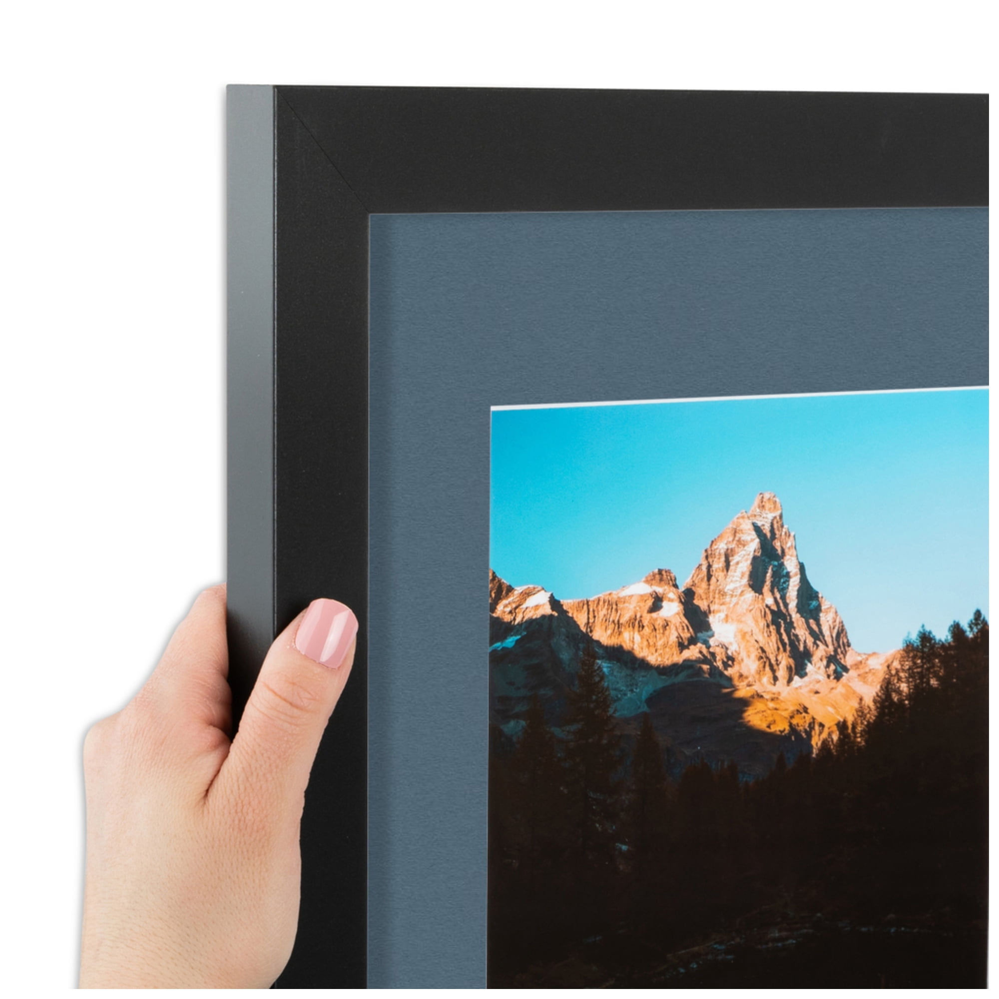 ArtToFrames Collage Photo Picture Frame with 1 - 8x10, 5x7" Openings, Framed in Black with Dutch Blue and Black Mats (CDM-3926-190)